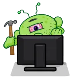 🥴 computer, hammer, beleidigend, cartoon, aufkleber telegram sticker