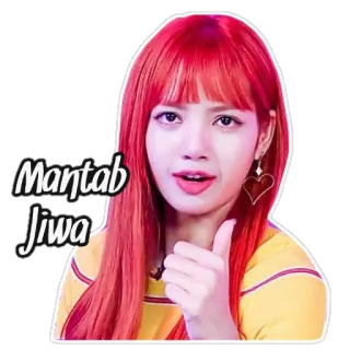 👍 Lisa Mantab Jiwa K-pop, Zangeres, Vrouw, Duim omhoog, Expressie, Meisje telegram sticker