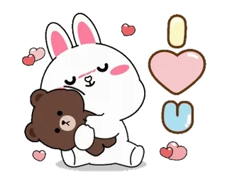 ❤️ I LOVE YOU кролик, медведь, любовь, сердечки, мультфильм telegram sticker
