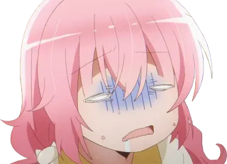 😨 anime, imut, rambut pink, keringat, ekspresi, khawatir telegram sticker
