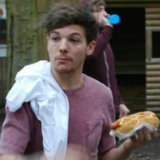 🖤 Louis Tomlinson Луи Томлинсон, хот-дог, One Direction, знаменитость, певец telegram sticker