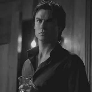 ▪️ Damon Salvatore The Vampire Diaries wampir, Ian Somerhalder, serial TV, dramat, nadprzyrodzone, picie telegram sticker