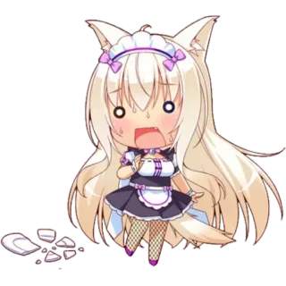 😱 Catgirl, Maid, Anime, Scioccato, Chibi, Kawaii telegram sticker