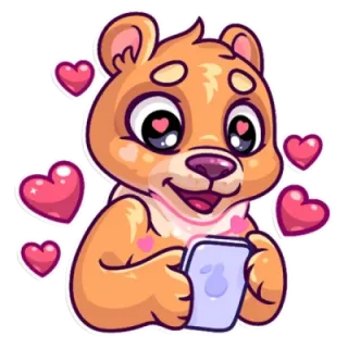 😍 orso, carino, cuori, amore, animale, cartone animato, adesivo telegram sticker