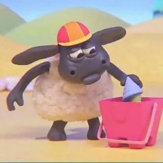 🍄 Shaun the Sheep pecora, cartone animato, carino, animazione in plastilina, secchio, animato telegram sticker