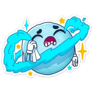 😢 planet, crying, cartoon, sad, stars, water telegram sticker