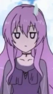 😖 Anime, Fille, Mignon, Kawaii, Manga, Cheveux violets telegram sticker