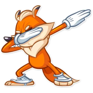 💃 animal, fox, dab, cartoon, orange, dancing, pose, cute telegram sticker