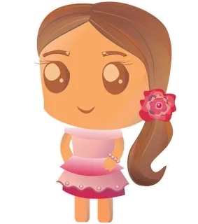 🙎 Cartone animato, Ragazza, Vestito, Rosa, Carino, Kawaii telegram sticker