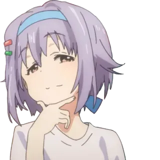 😡 动漫少女, 思考, 得意, 动漫, 可爱, 浅紫色头发 telegram sticker