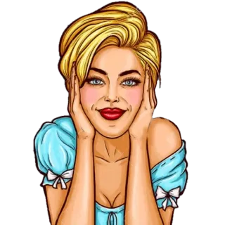 🙉 femme, pop art, portrait, blonde, fille, pin-up, féminin telegram sticker