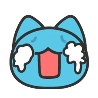 🐮 猫, 漫画, 泣く, 涙, 悲しい, 感情的, 青, ステッカー telegram sticker