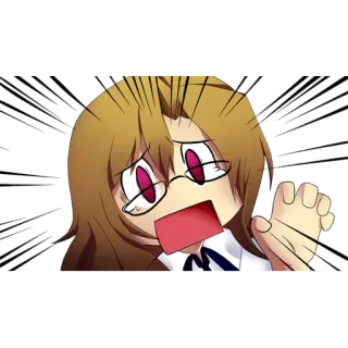 😱 anime, cartoon, scared, female, glasses, shocked telegram sticker