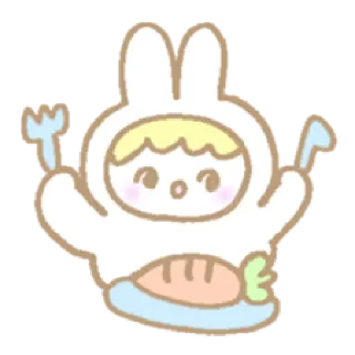 😋 กระต่าย, แครอท, อาหาร, น่ารัก, คาวาอิ, ภาพประกอบ, สติกเกอร์ telegram sticker