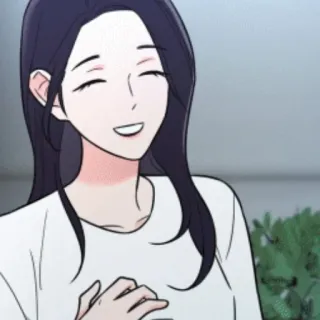 🖤 mulher, sorrindo, desenho animado, anime, feliz, personagem whatsapp sticker