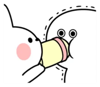 😳 konijn, babyfles, schattig, cartoon telegram sticker