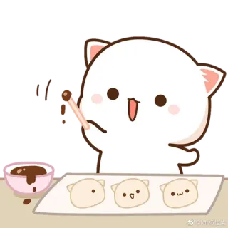 ✨ mèo, nướng bánh, tráng miệng, kawaii, dễ thương, ngọt ngào telegram sticker