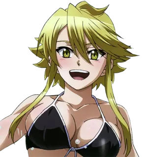 😏 Anime, Bikini, Vrouw, Blondine, Meisje, Glimlach telegram sticker