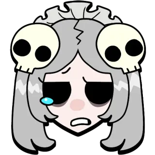 🥲 schedel, verdrietig, traan, cartoon, spook telegram sticker