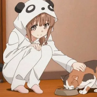 🪜 Anime, Gadis, Panda, Kucing, Lucu, Kawaii whatsapp sticker