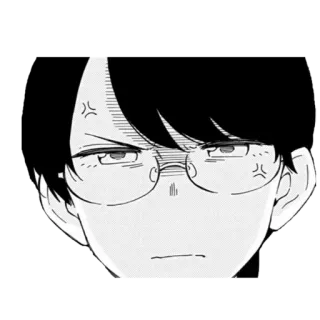 💢 anime, manga, angry, face, glasses, expression telegram sticker