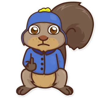 😐 squirrel, middle finger, offensive, cartoon, animal telegram sticker
