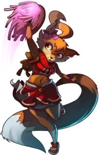 😀 volpe, cheerleader, antropomorfo, cartone animato, animale, uniforme, carino telegram sticker