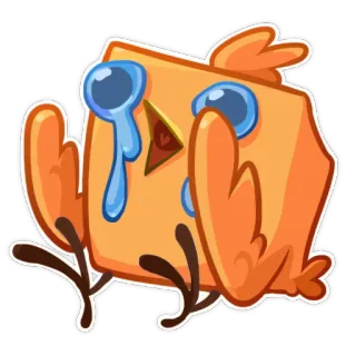 😭 슬픈, 울음, 새, 만화, 이모티콘, 주황색 telegram sticker