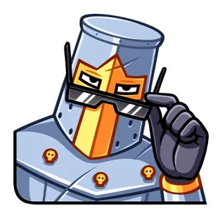 😎 knight, glasses, armor, helmet, character, cartoon telegram sticker