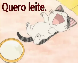 🍼 Quero leite. кот, котёнок, молоко, животное, милый, мем whatsapp sticker