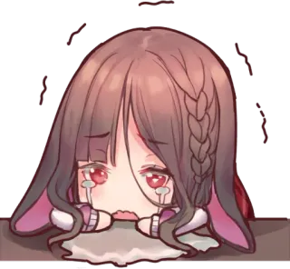 😭 Аниме, Плачет, Грустно, Девочка, Чиби, Эмоциональный whatsapp sticker