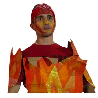 🔥 hombre, pañuelo rojo, fuego, disfraz, armadura, retrato telegram sticker