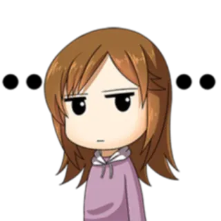 😒 Chibi, Anime, Cartoon, Mädchen, braune Haare, Casual, süß whatsapp sticker