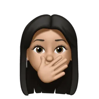 😎 emoji, woman, face, silence, shush, quiet, mouth, hand telegram sticker