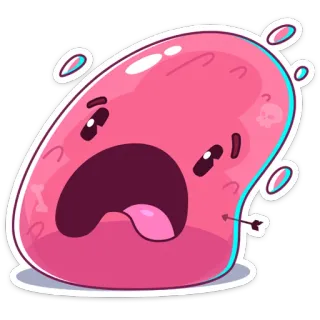 😮 Schleim, Pfeil, Cartoon, Rosa, Traurig, Verletzt whatsapp sticker