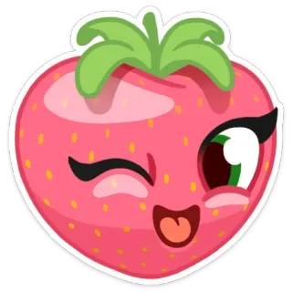 🍓 fresa, fruta, lindo, dibujos animados, pegatina, kawaii, rosa telegram sticker