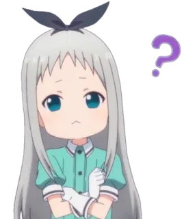 ❓ Anime, Domanda, Confusa, Ragazza, Cartone animato telegram sticker