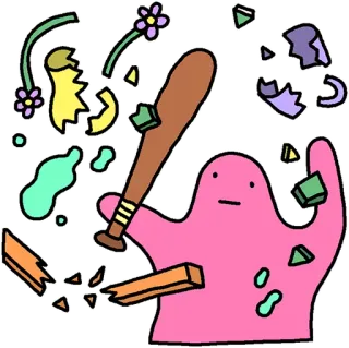 👹 murciélago, destrucción, romper, dibujos animados, caprichoso, monstruo telegram sticker