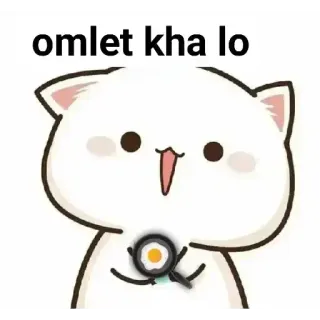 😋 omlet kha lo tortilla francesa, gato, huevo, comida, kawaii, lindo, dibujos animados whatsapp sticker
