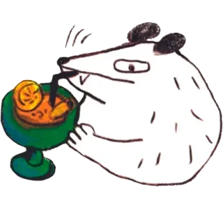 🥤 zwierzę, opos, napój, koktajl, kreskówka, słodki, plasterek pomarańczy telegram sticker