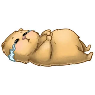 😢 泣く, 悲しい, かわいい, 動物, カワウソ, 横たわる, 涙 telegram sticker
