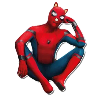 😴 Spider-Man супергерой, Marvel, комикс, кошачьи ушки, смешной, Человек-паук telegram sticker
