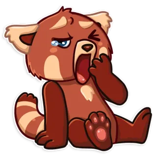 😩 panda rojo, triste, llorando, cansado, dibujos animados, animal whatsapp sticker