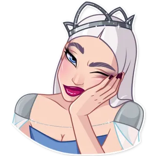 😒 mulher, princesa, coroa, piscadela, desenho animado, feminino, beleza telegram sticker