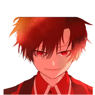 😠 Anime, Menino, olhos vermelhos, cabelo ruivo, Personagem whatsapp sticker