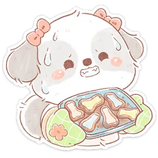🍪 anjing, memanggang, imut, anak anjing, kue kering, makanan, hidangan penutup, kartun telegram sticker