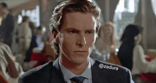 🪓 Patrick Bateman American Psycho @zadura 아메리칸 사이코, 패트릭 베이트먼, 크리스찬 베일, 영화, 정장 telegram sticker