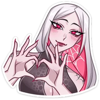 ❤️ аниме девушка, мультфильм, цифровое искусство, паутина, сердце руками, готика, вампир whatsapp sticker