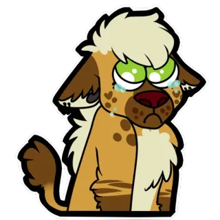 😢 hiena, kreskówka, zwierzę, smutny, płaczący, ilustracja, naklejka telegram sticker