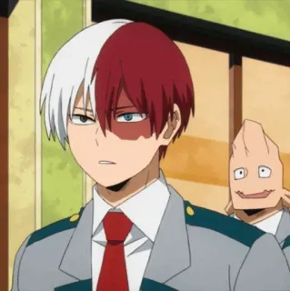 🥢 Shoto Todoroki My Hero Academia Anime, My Hero Academia, Shoto Todoroki, Postać, rude włosy, białe włosy telegram sticker
